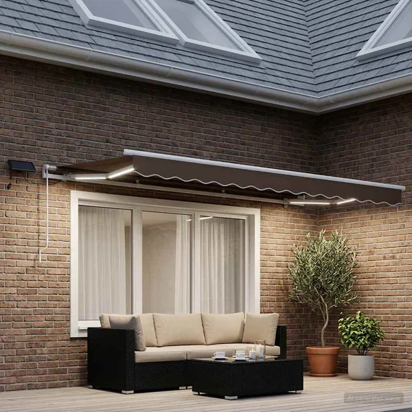 Auvent rétractable Taupe 300 x 250 cm Tissu et Aluminium