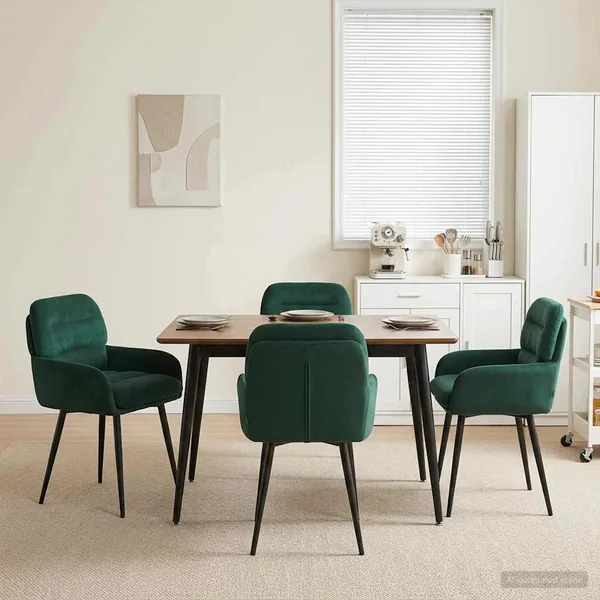 Chaises de salle à manger 4 pcs Velours Vert foncé