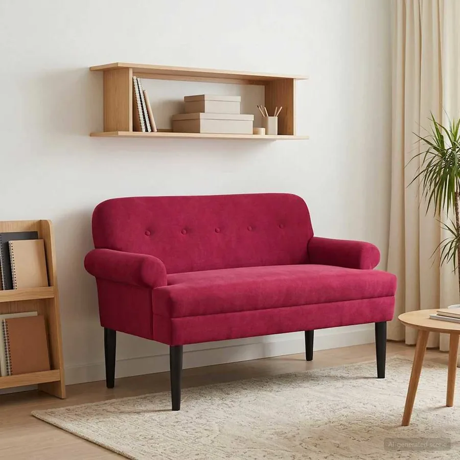 Canapé love seat avec capitonnage en boutons Bordeaux Velours