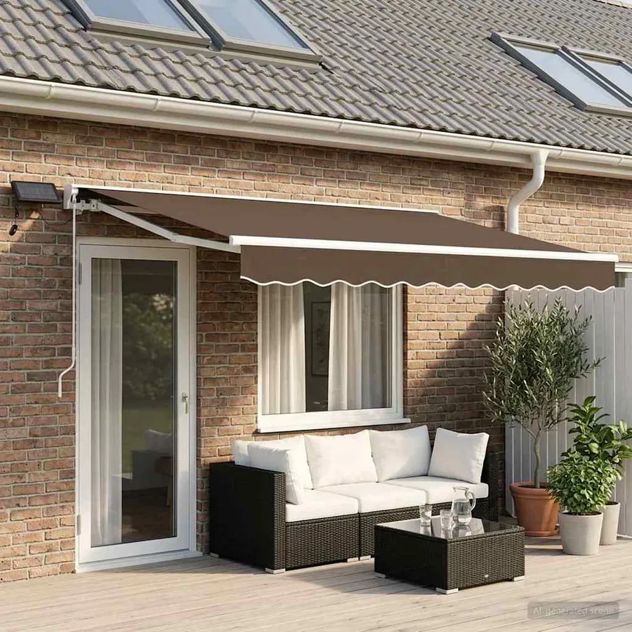 Cadre de store manuel avec LEDs Taupe 4 × 3 m - 3