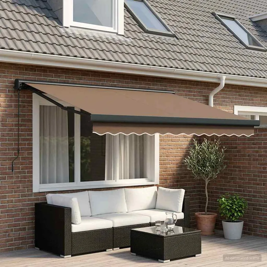 Auvent rétractable Taupe 350 x 250 cm Tissu et Métal