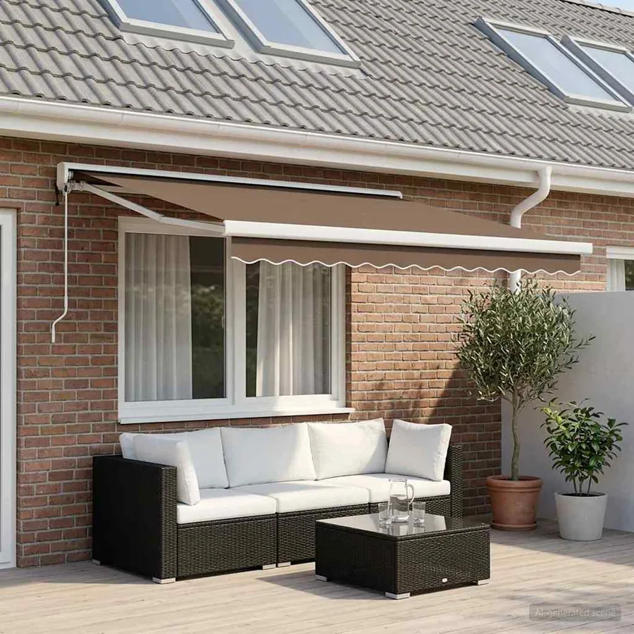 Auvent rétractable Taupe 350 x 250 cm Tissu et Métal