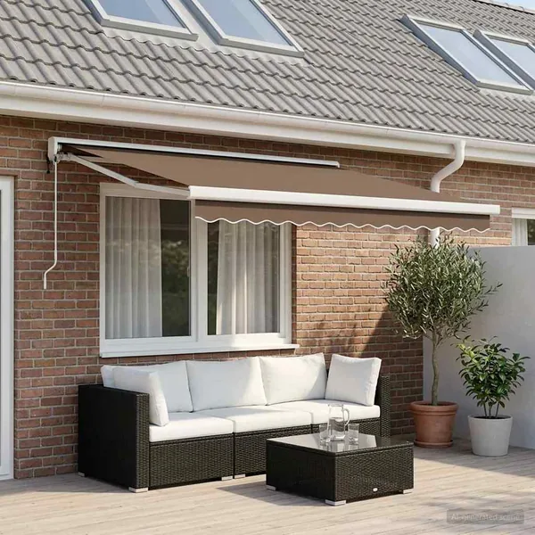 Auvent rétractable Taupe 350 x 250 cm Tissu et Métal