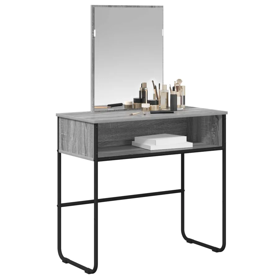 Table de Toilette avec étagère Sonoma gris 81 x 40 x 131 cm - 3