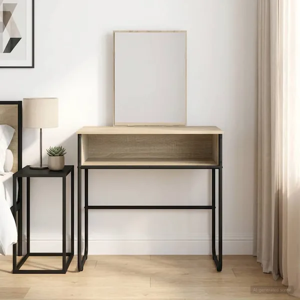 Table de Toilette avec étagère Chêne Sonoma 81 x 40 x 131 cm