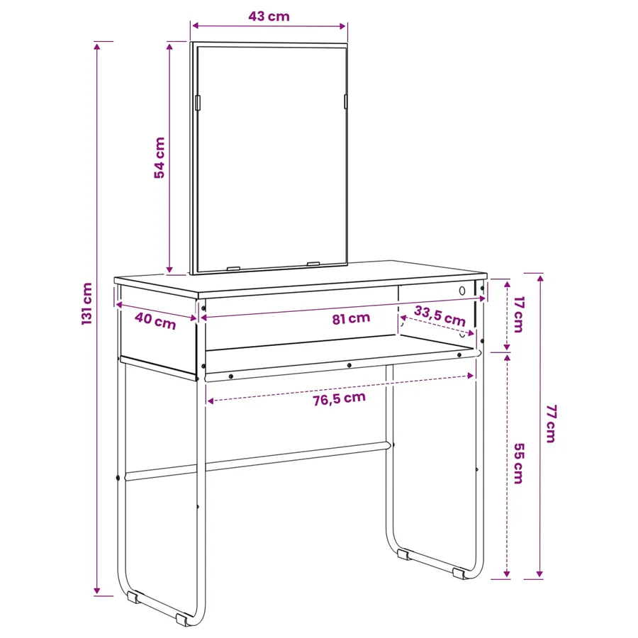 Table de Toilette avec étagère Chêne Sonoma 81 x 40 x 131 cm - 8
