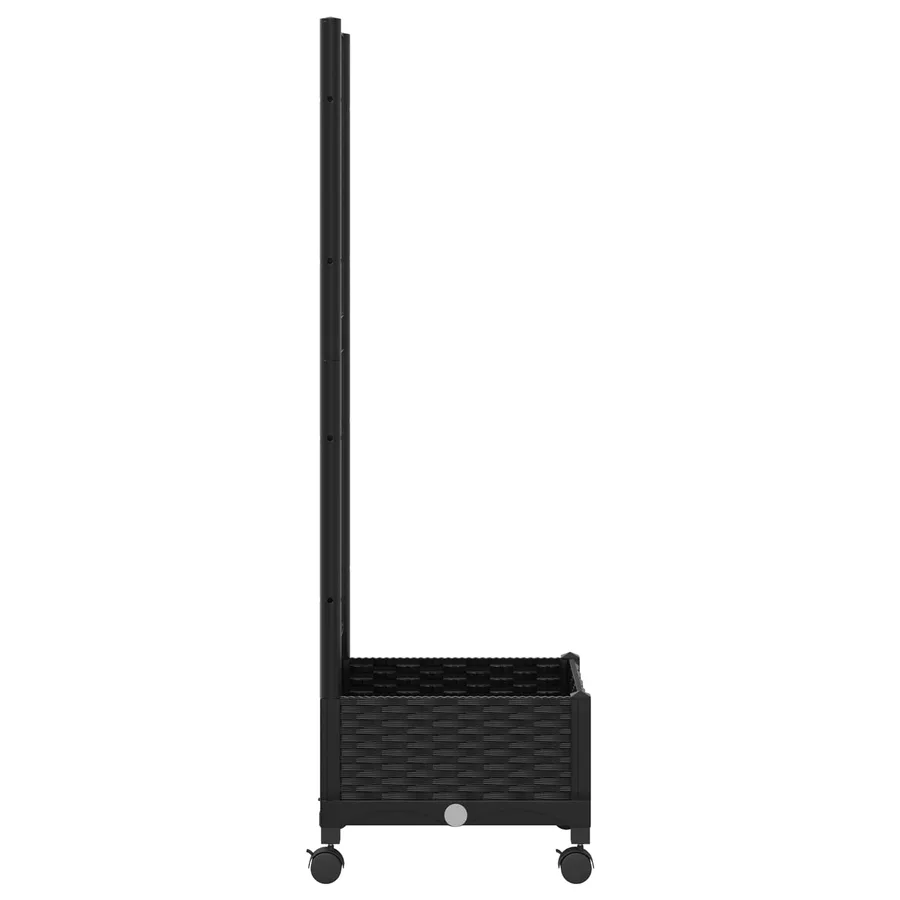 Bac de jardin avec treillis et roues Noir 40 x 40 x 131,5 cm PP - 4