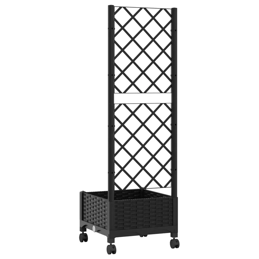 Bac de jardin avec treillis et roues Noir 40 x 40 x 131,5 cm PP - 5