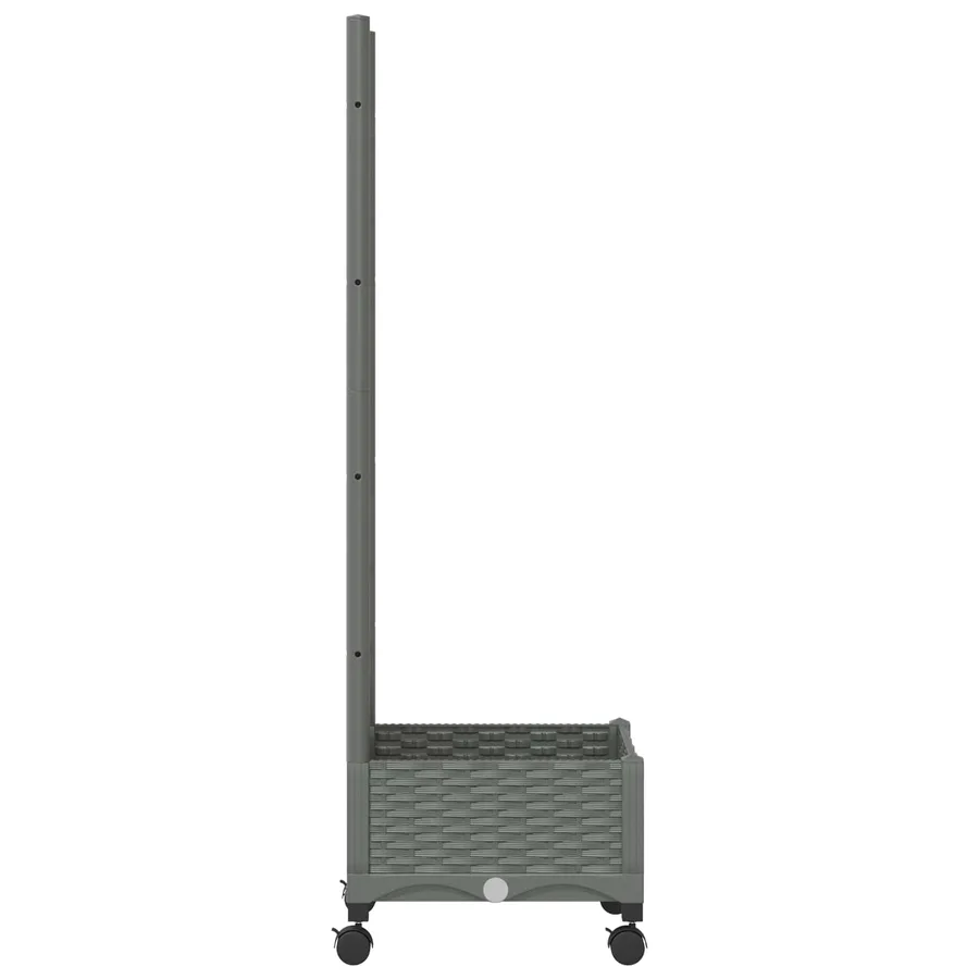 Bac de jardin avec treillis et roues Gris clair PP - 4
