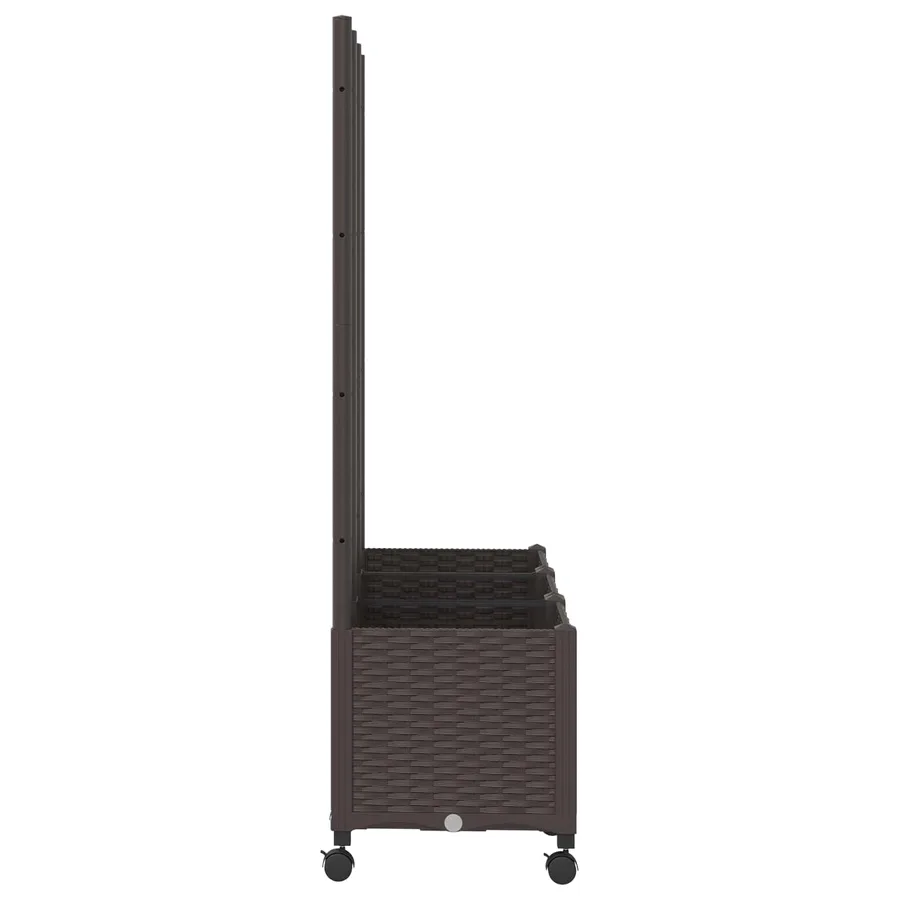 Bac de jardin avec treillis et roues Marron 120 x 40 x 146 cm - 4