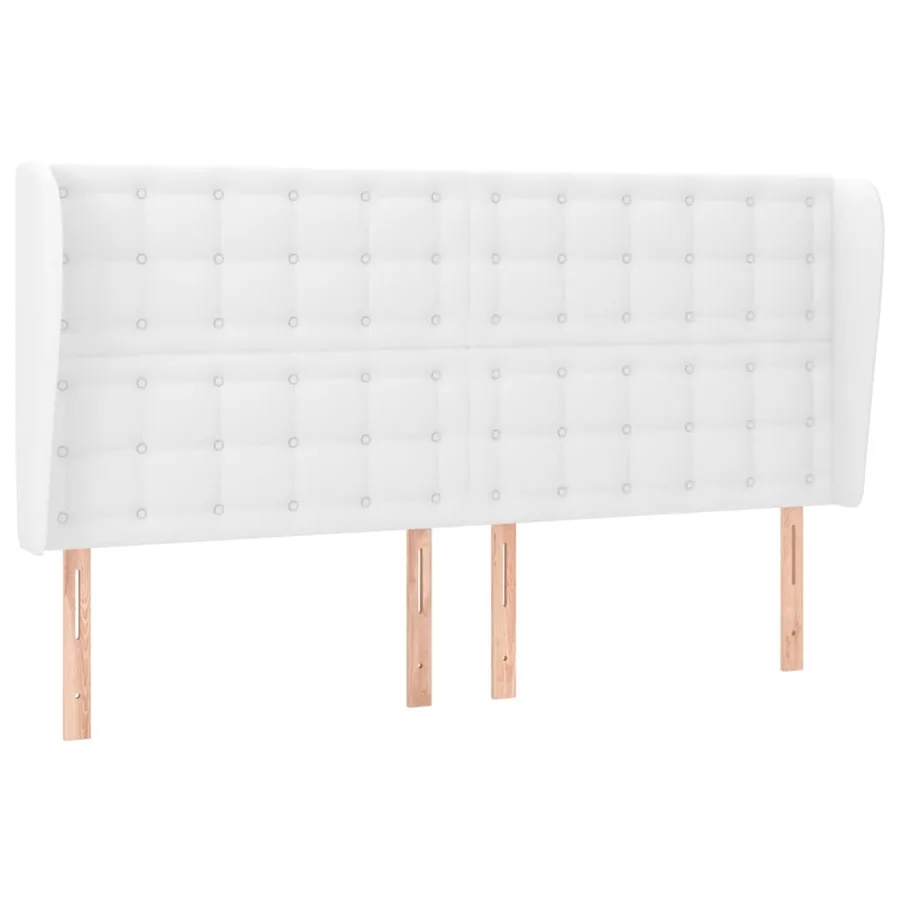 Tête de lit avec oreilles Blanc 163x23x118/128 cm Similicuir - 2