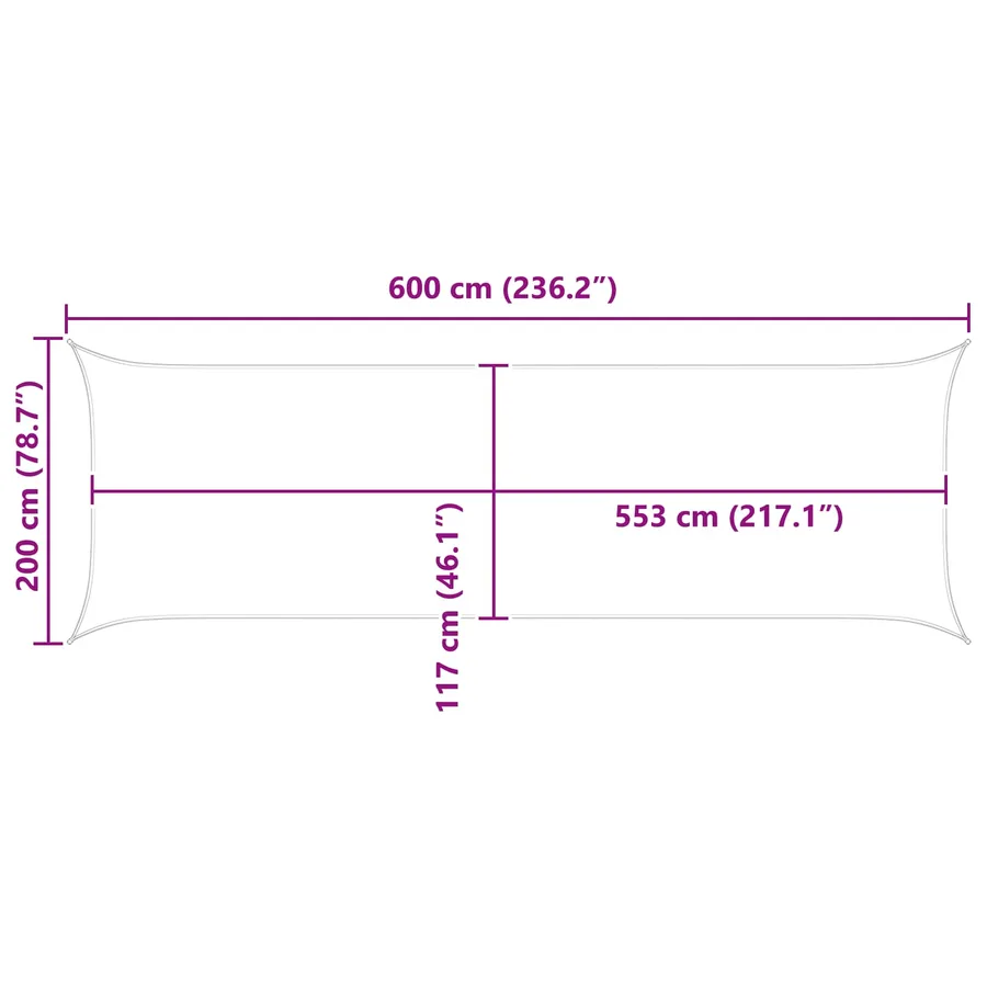 Voile d'ombre Gris clair et blanc 6 x 2 m - 8