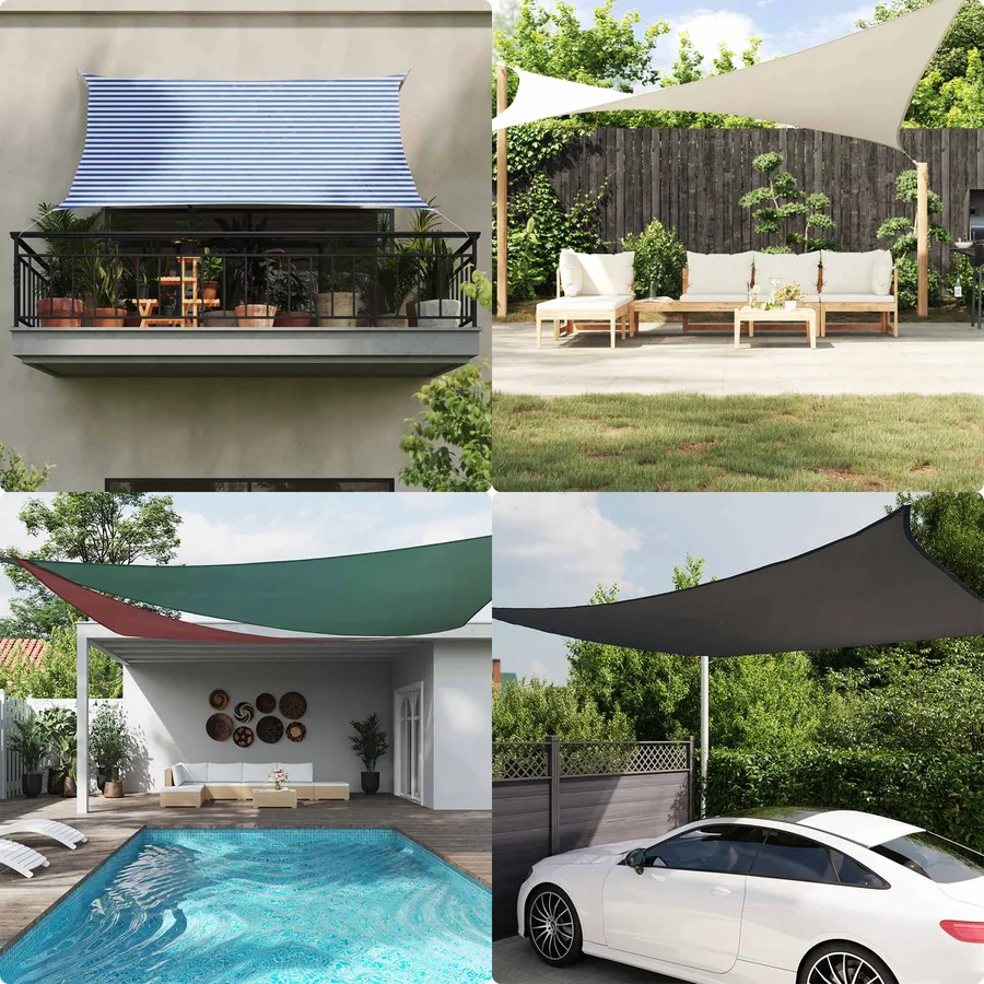 Voile d'ombre Bleu et Blanc 3,6 x 3,6 m 100 % polyester Oxford - 3