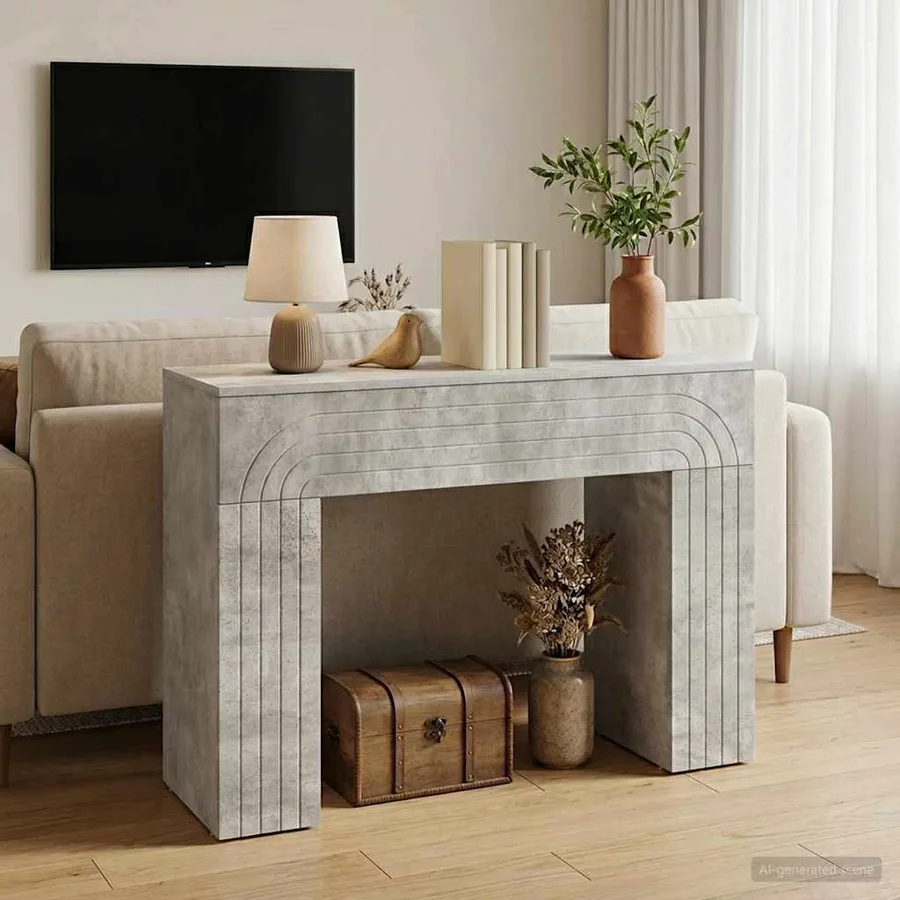 Table basse Gris béton 102 x 35 x 75 cm Bois d'ingénierie - 4