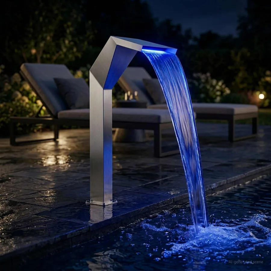 Chute d'eau de Piscine Acier inoxydable 50 x 30 x 90 cm Argenté - 3