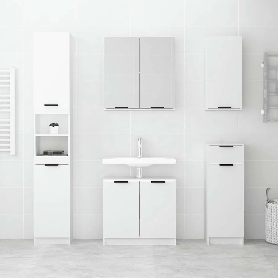 Armoire de salle de bain blanc 32x34x188,5 cm bois d'ingénierie - 3