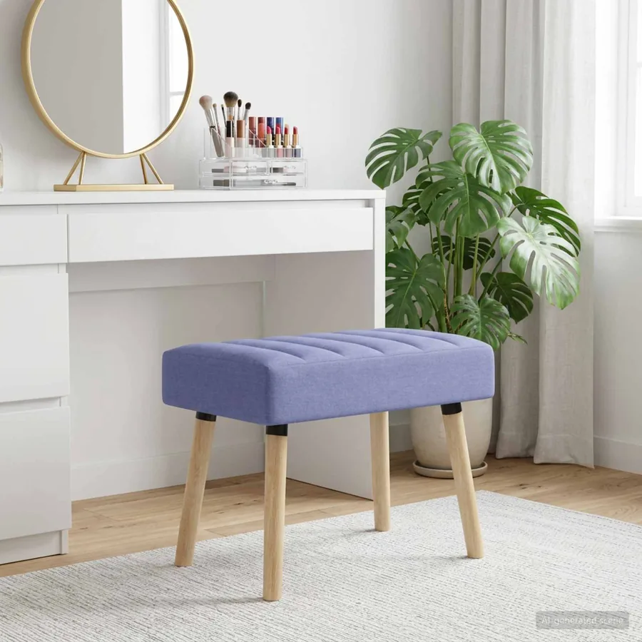 Banc capitonné canal Bleu denim 60 x 40 x 45 cm Tissu