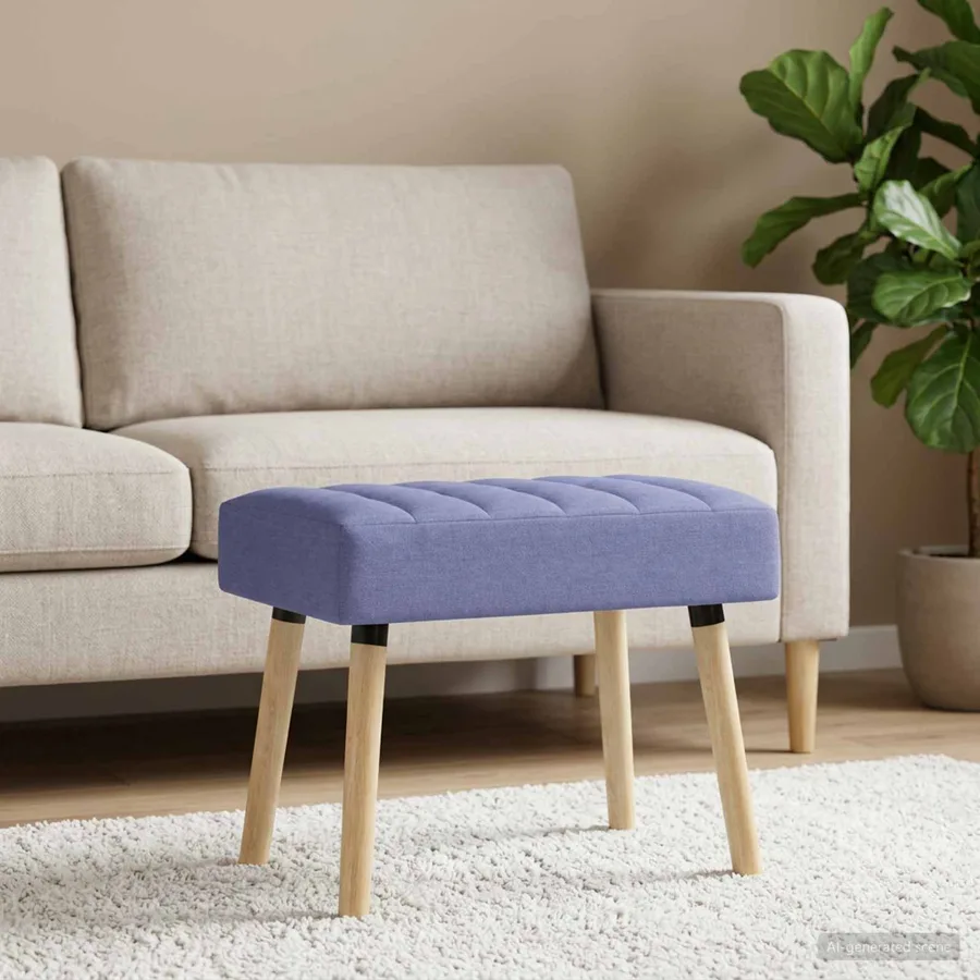Banc capitonné canal Bleu denim 60 x 40 x 45 cm Tissu - 4