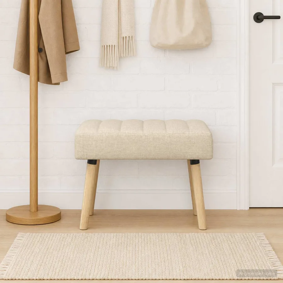 Banc capitonné canal Crème 60 x 40 x 45 cm Tissu