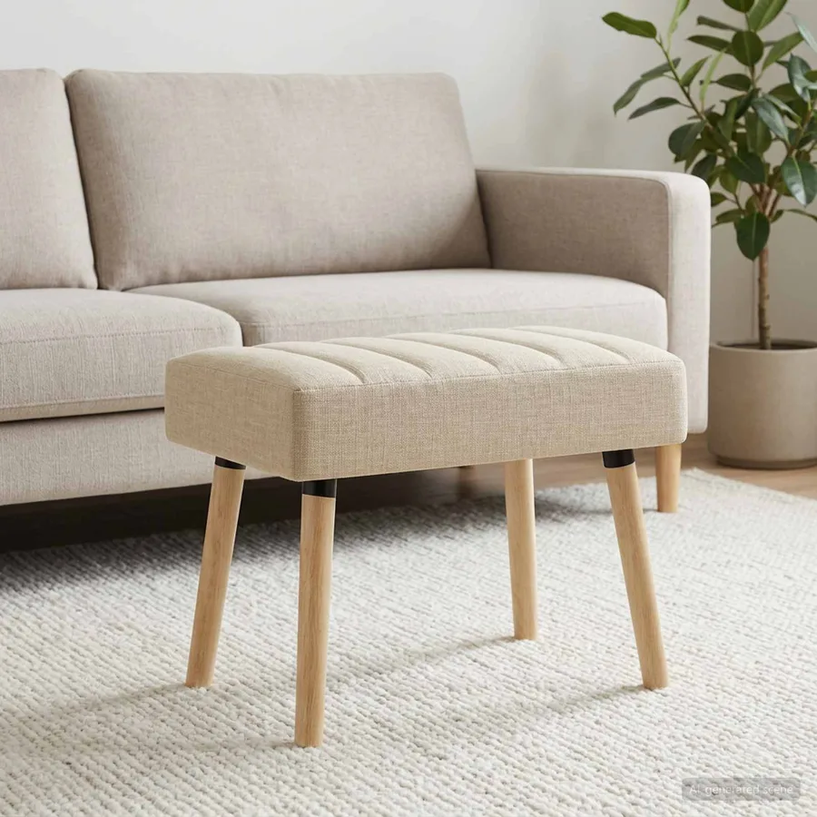 Banc capitonné canal Crème 60 x 40 x 45 cm Tissu - 3