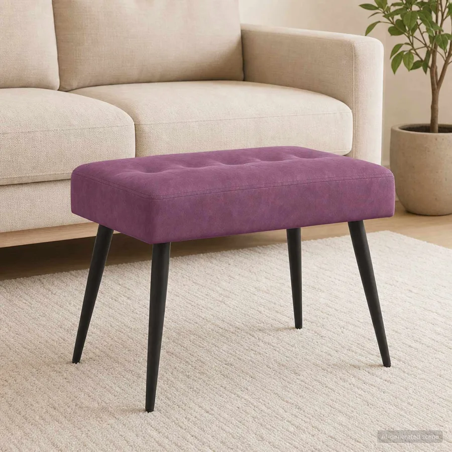 Banc avec capitonnage bouton Pourpre 60 x 40 x 45 cm Velours - 4
