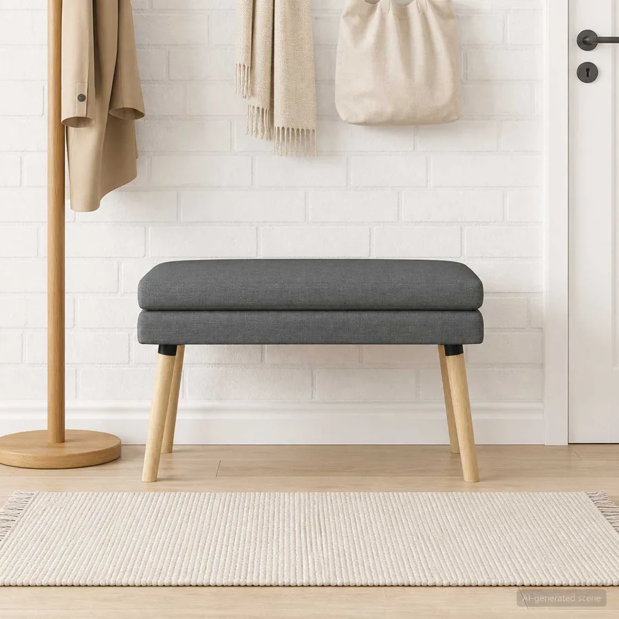 Banc à double couche Gris foncé 80 x 40 x 47 cm Tissu - 4
