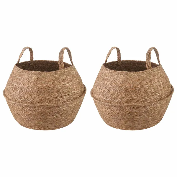 Pot de plante avec poignées 2 pcs Naturel Ø 45 x 36 cm