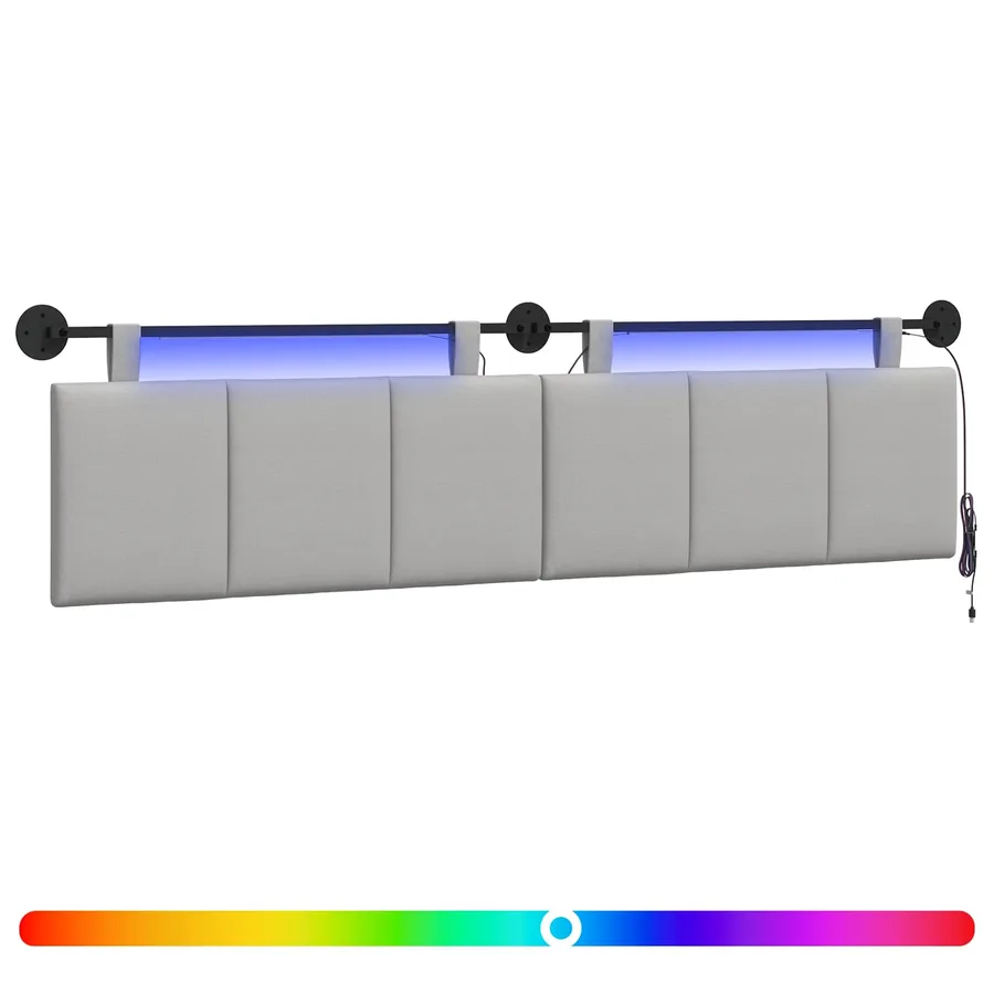 Tête de lit suspendue Avec lumière LED Gris nuage Tissu - 2