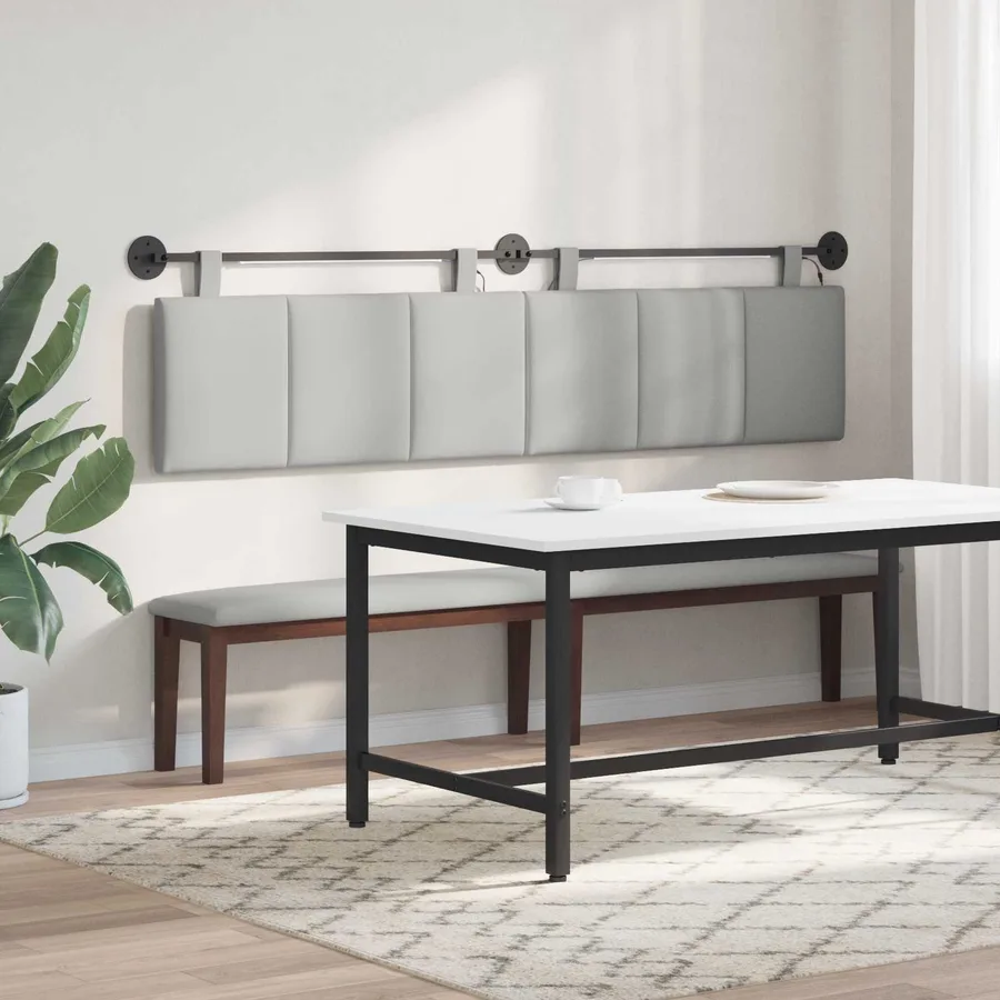 Tête de lit suspendue Avec lumière LED Gris nuage Tissu - 4
