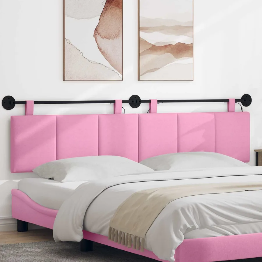 Tête de lit suspendue Avec lumière LED Rose Tissu