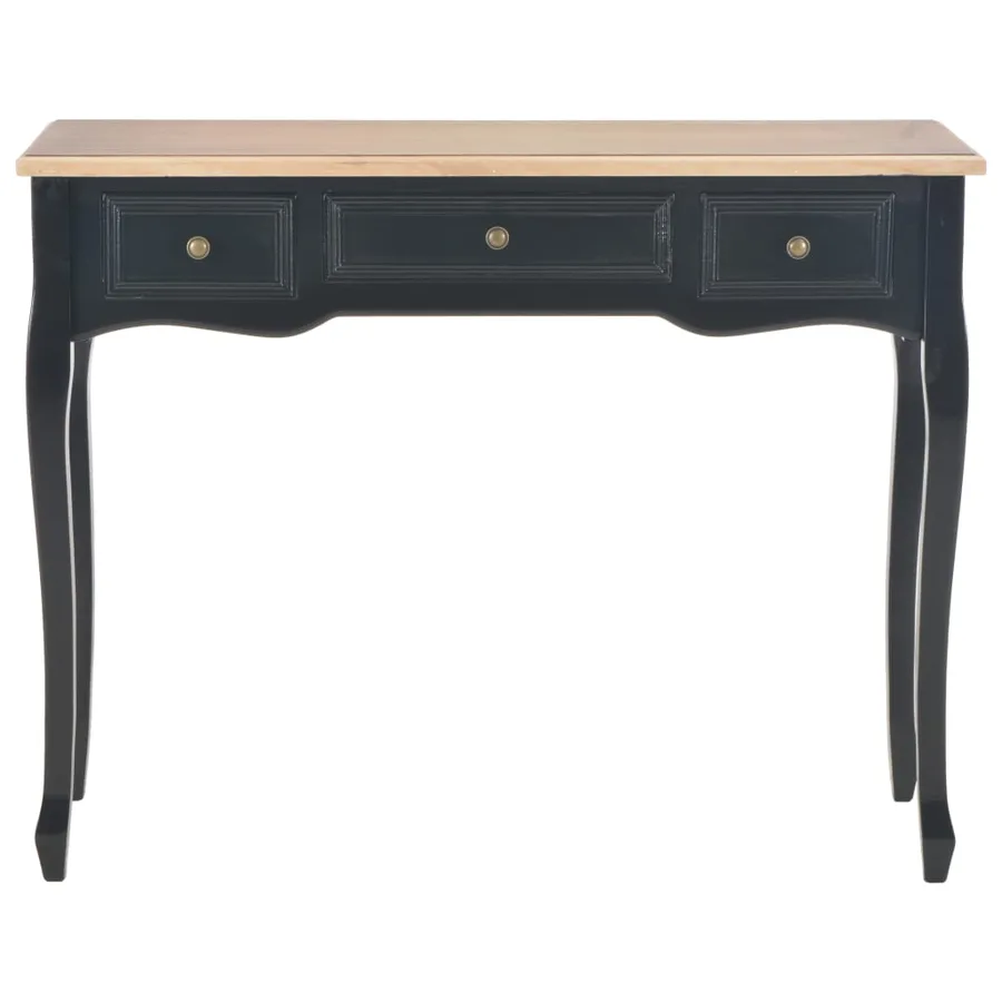Table de console et coiffeuse avec 3 tiroirs Noir - 3