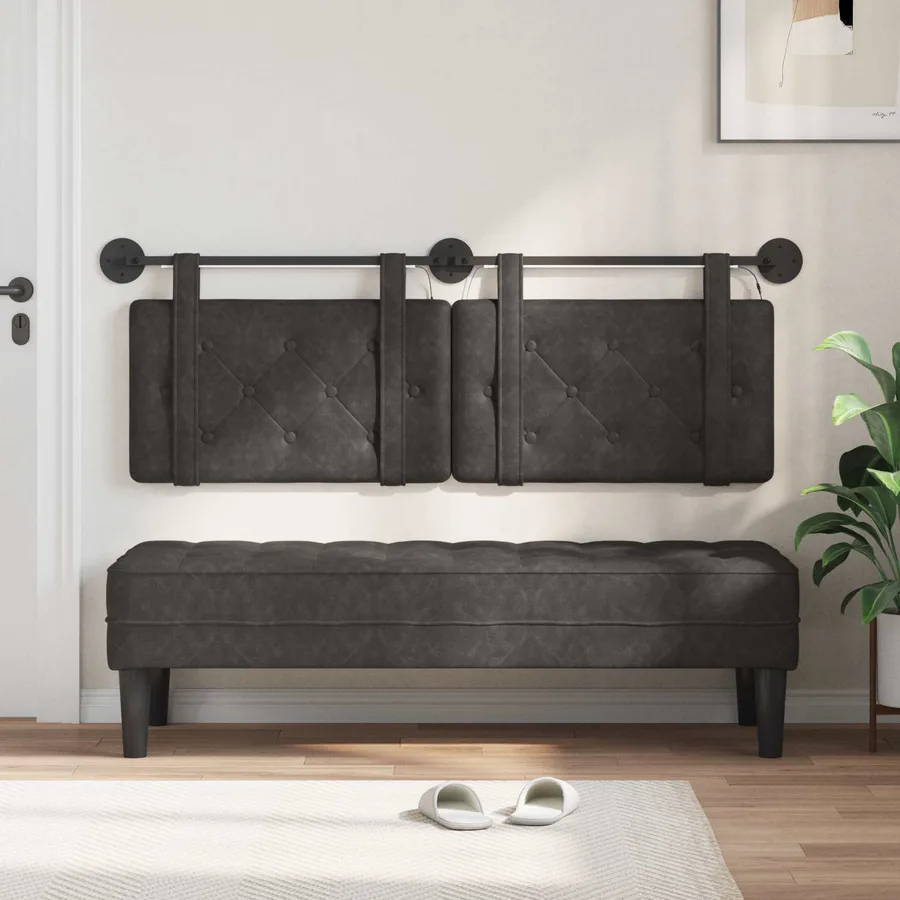 Tête de lit suspendue Avec lumière LED Noir PU antique - 3