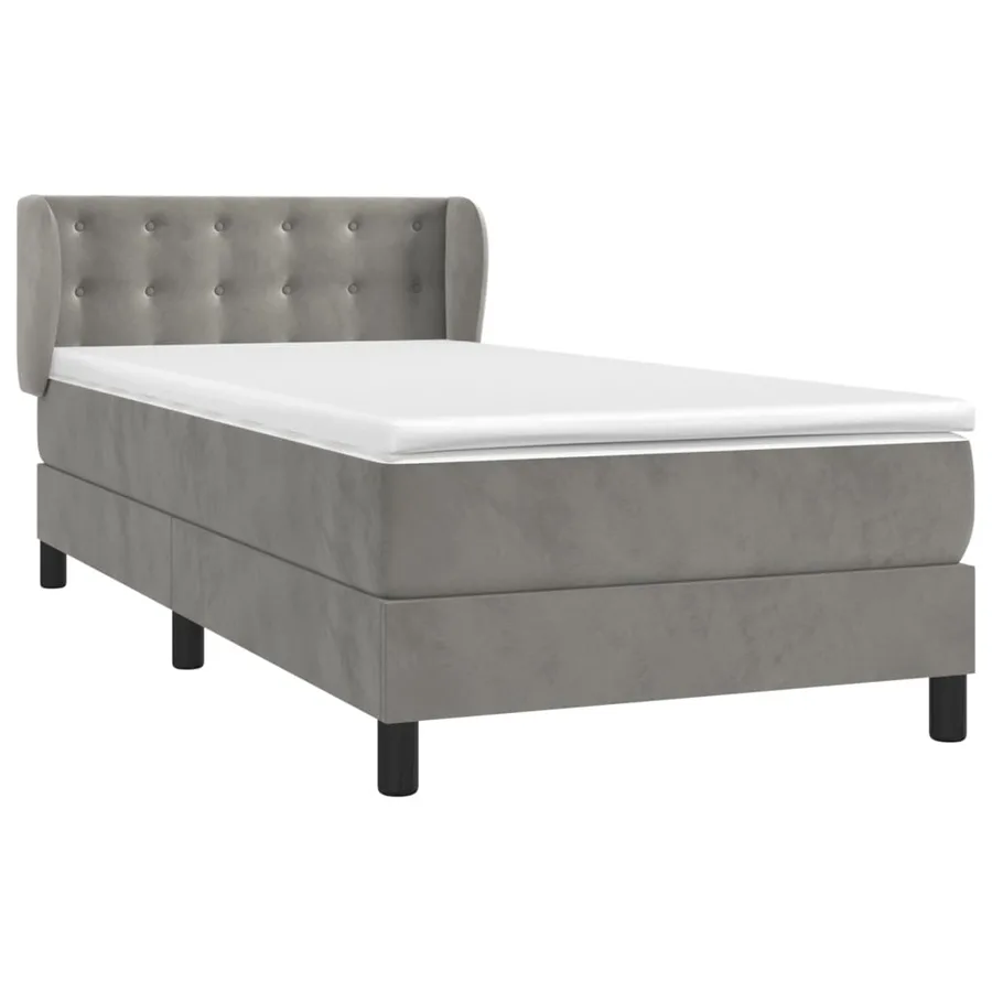 Sommier à lattes de lit et matelas Gris clair 90x200 cm Velours - 3