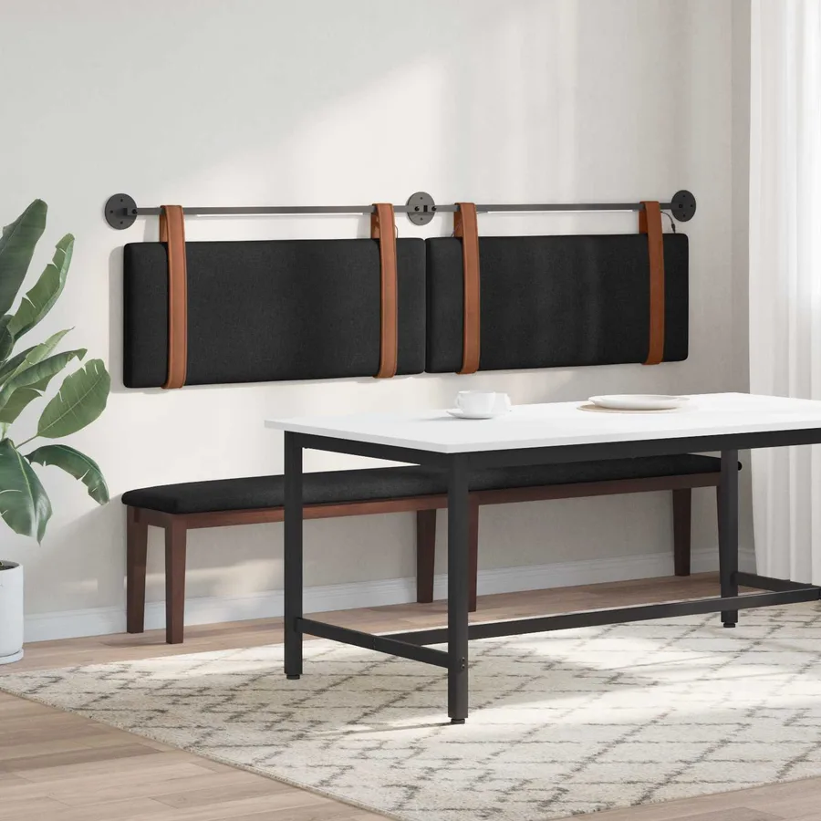 Tête de lit suspendue Avec lumière LED Noir PU antique - 4