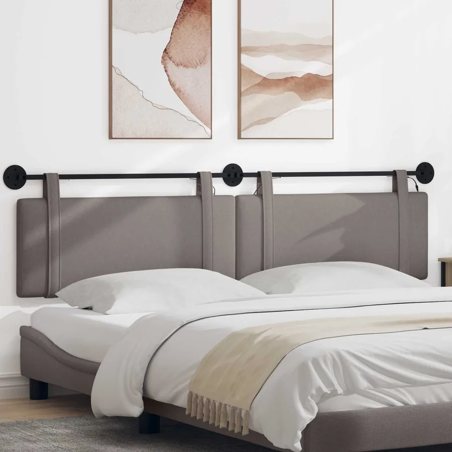 Tête de lit suspendue Avec lumière LED Taupe Tissu