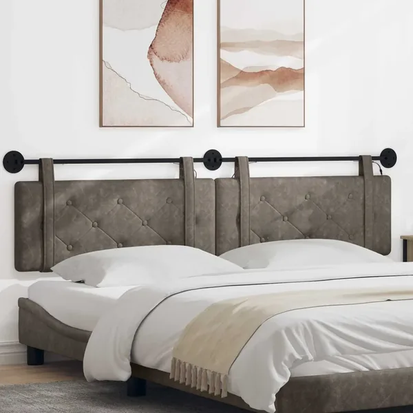 Tête de lit suspendue Avec lumière LED Gris PU antique