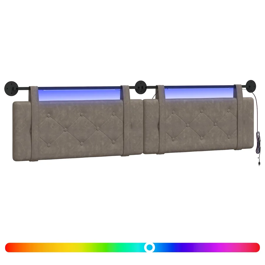 Tête de lit suspendue Avec lumière LED Gris PU antique - 2