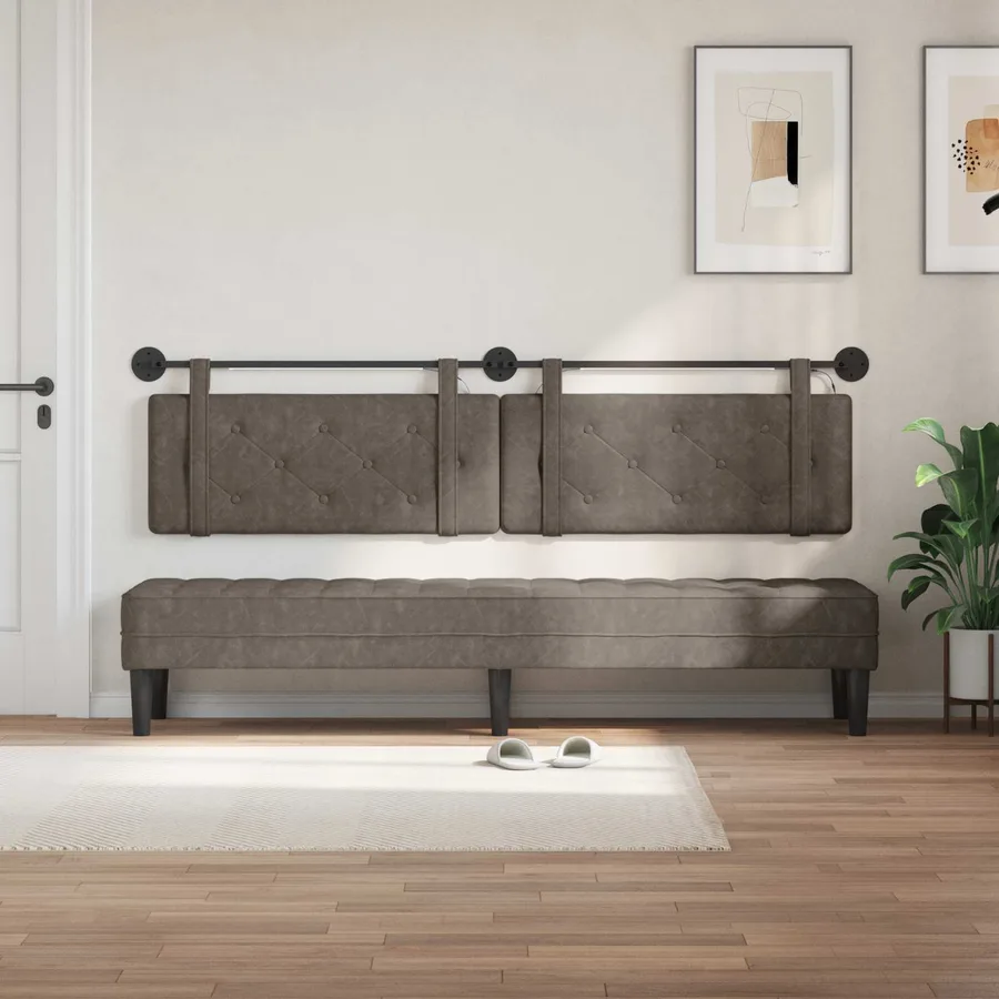 Tête de lit suspendue Avec lumière LED Gris PU antique - 3
