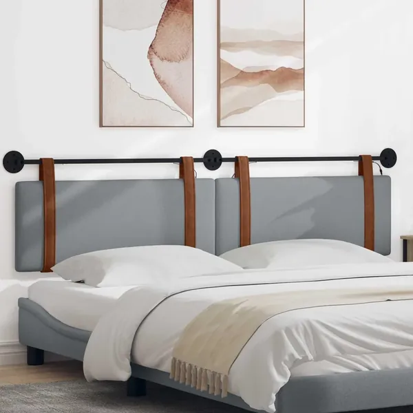 Tête de lit suspendue Avec lumière LED Gris clair PU antique