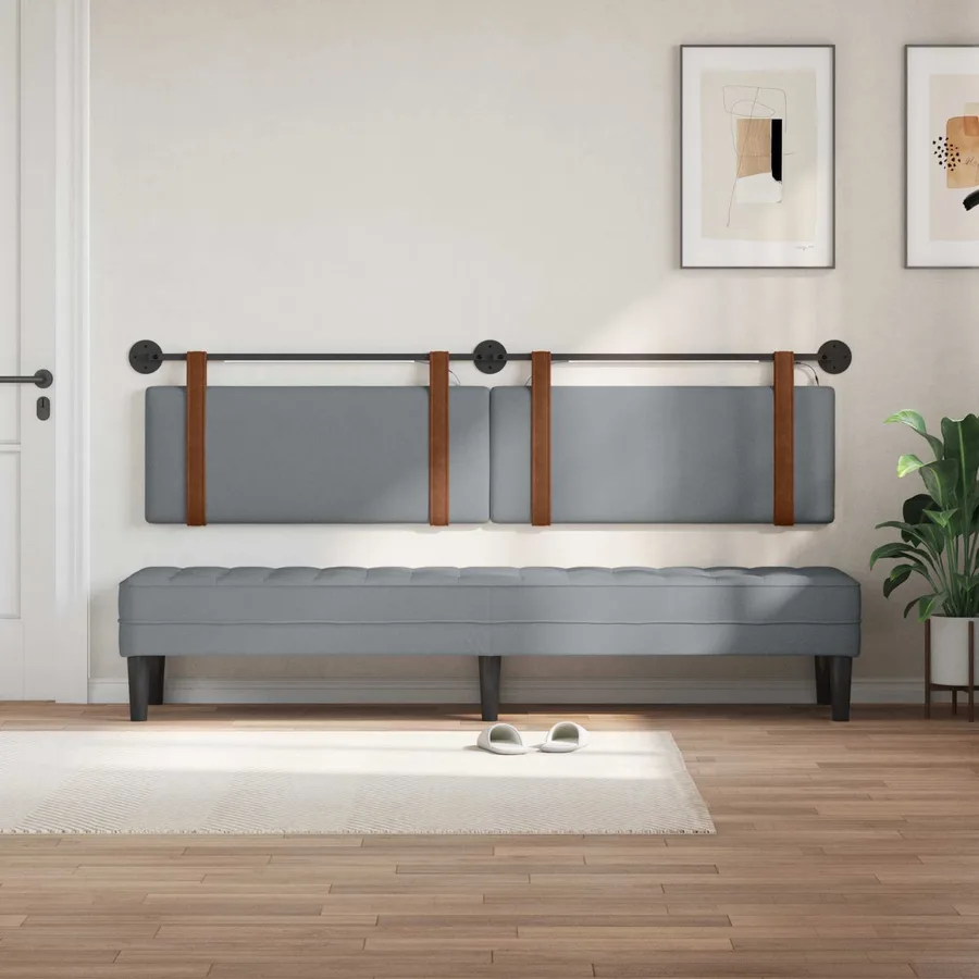 Tête de lit suspendue Avec lumière LED Gris clair PU antique - 3