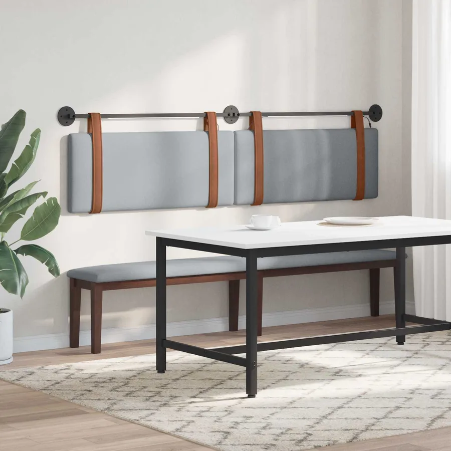 Tête de lit suspendue Avec lumière LED Gris clair PU antique - 4