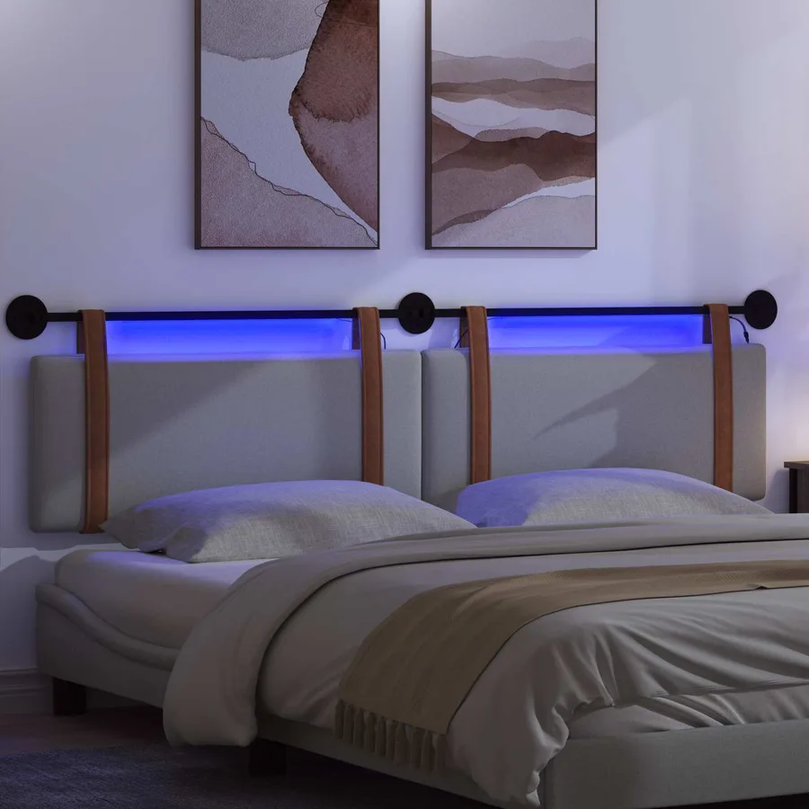 Tête de lit suspendue Avec lumière LED Gris clair PU antique - 5