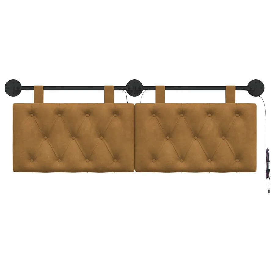 Tête de lit suspendue Avec lumière LED Marron Velours - 6