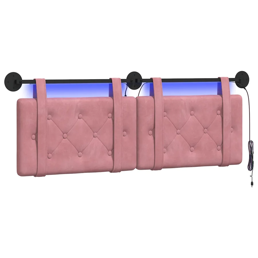 Tête de lit suspendue Avec lumière LED Rose Velours - 2