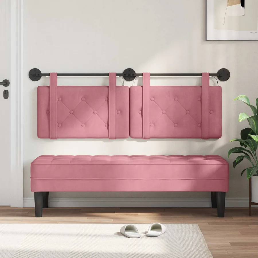 Tête de lit suspendue Avec lumière LED Rose Velours - 3