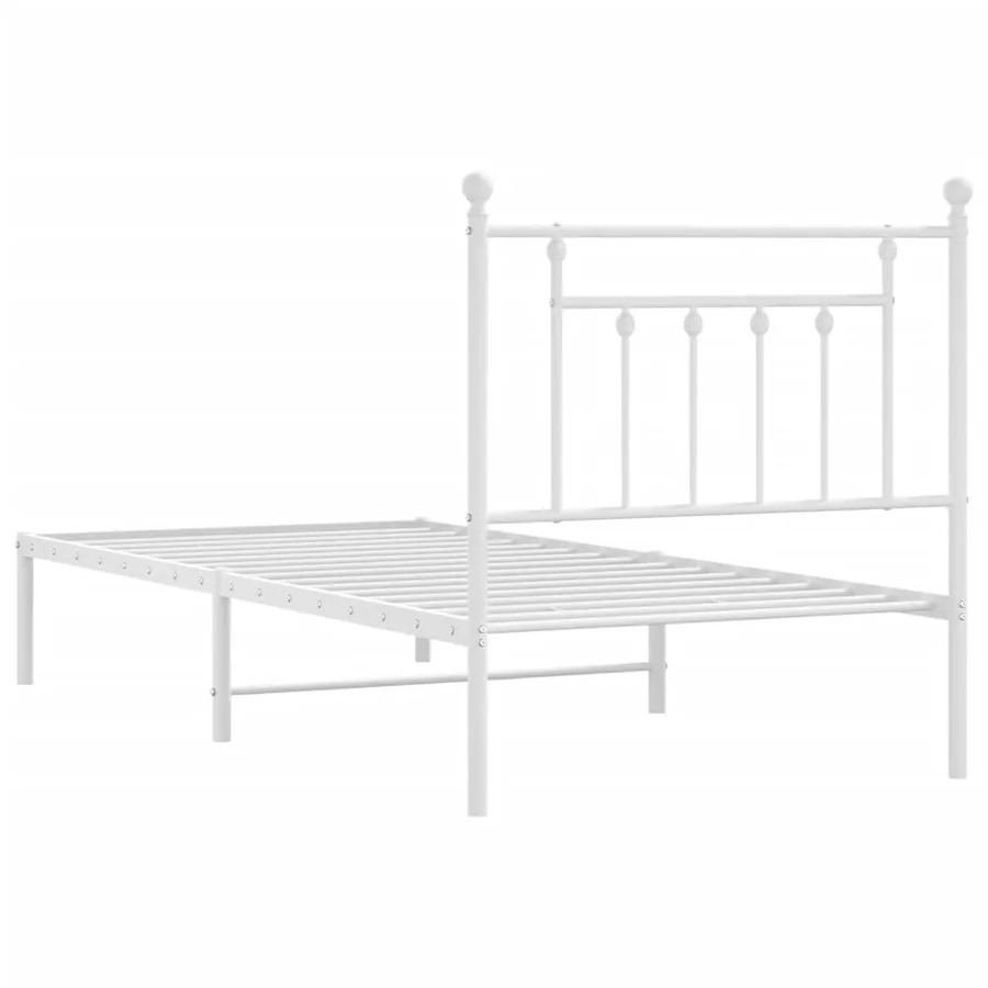 Cadre de lit métal sans matelas avec tête de lit blanc 80x200cm - 8