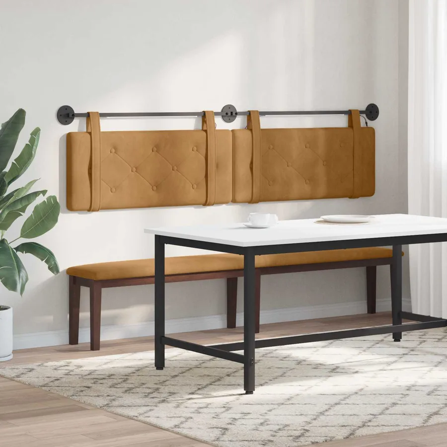 Tête de lit suspendue Avec lumière LED Marron Velours - 4