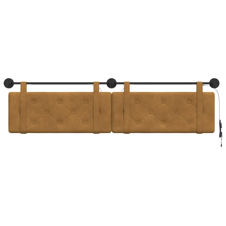 Tête de lit suspendue Avec lumière LED Marron Velours - 6