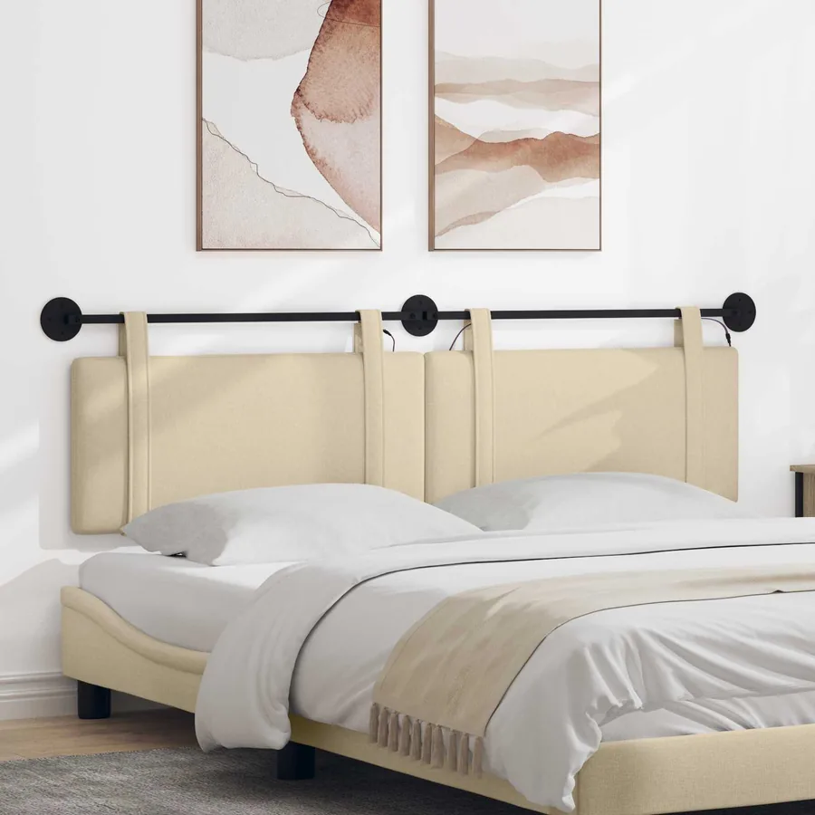 Tête de lit suspendue Avec lumière LED Crème Tissu