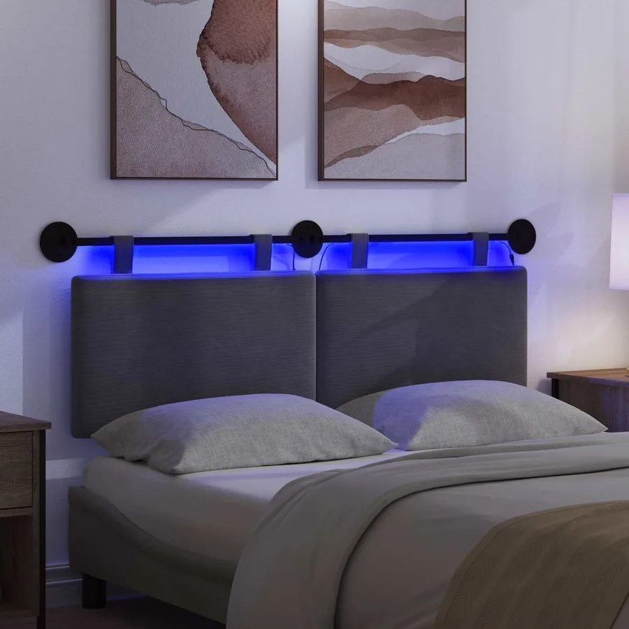 Tête de lit suspendue Gris foncé Tissu en velours côtelé - 5